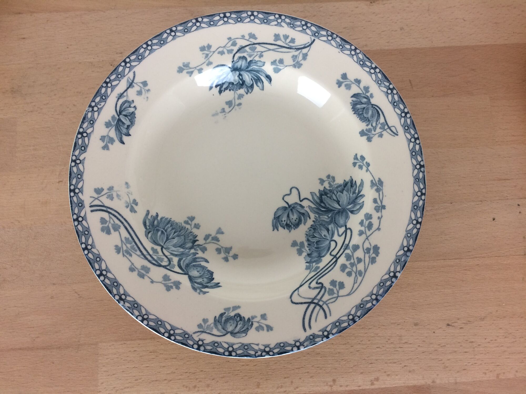 6 assiettes plates, 6 creuses, 1 ravier Royat Sarreguemines