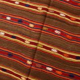 5x7 Soft Brown & Red Mid Century Moderin Turkish Kilim Rug, 153x220