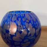 Blue vase in copper spotted glass