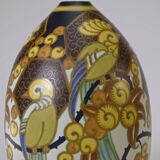 Keramis art deco porcelain vase signed jan wind "birds of paradise"