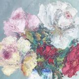 Painting oil on canvas bouquet of flowers signed b. rabel