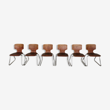 Set of 6 teak 1950 chairs