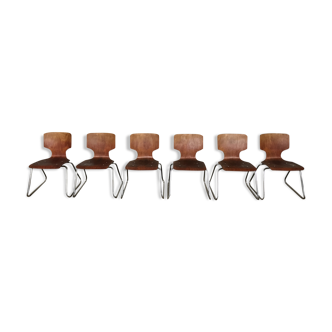 Set of 6 teak 1950 chairs