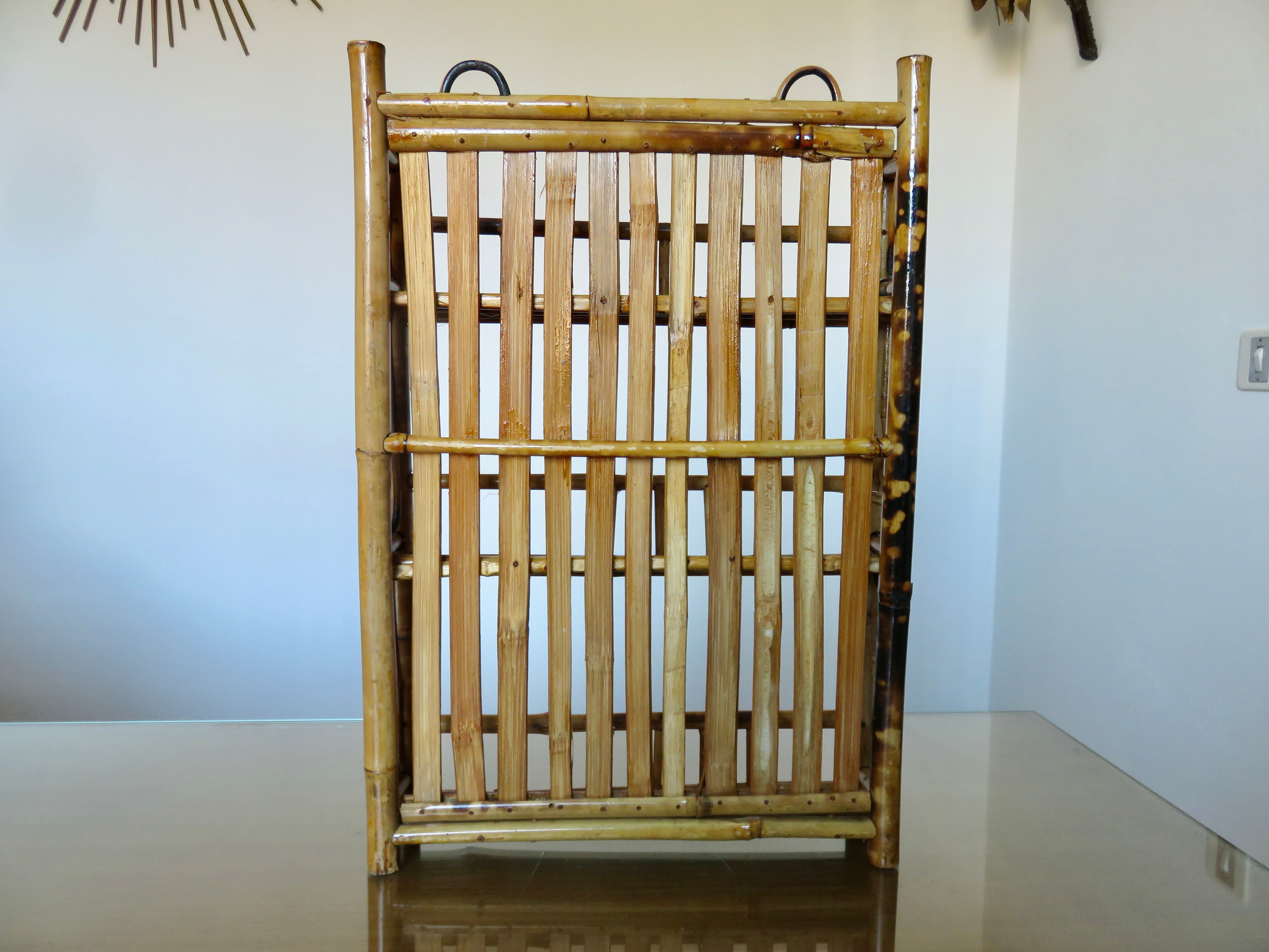Wall mail holder bamboo mail storage 50s
