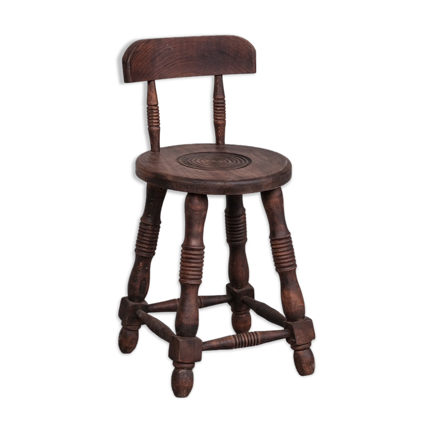 French oak mid-century turned occasional chair