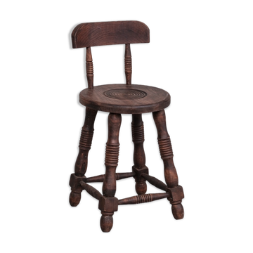 French oak mid-century turned occasional chair