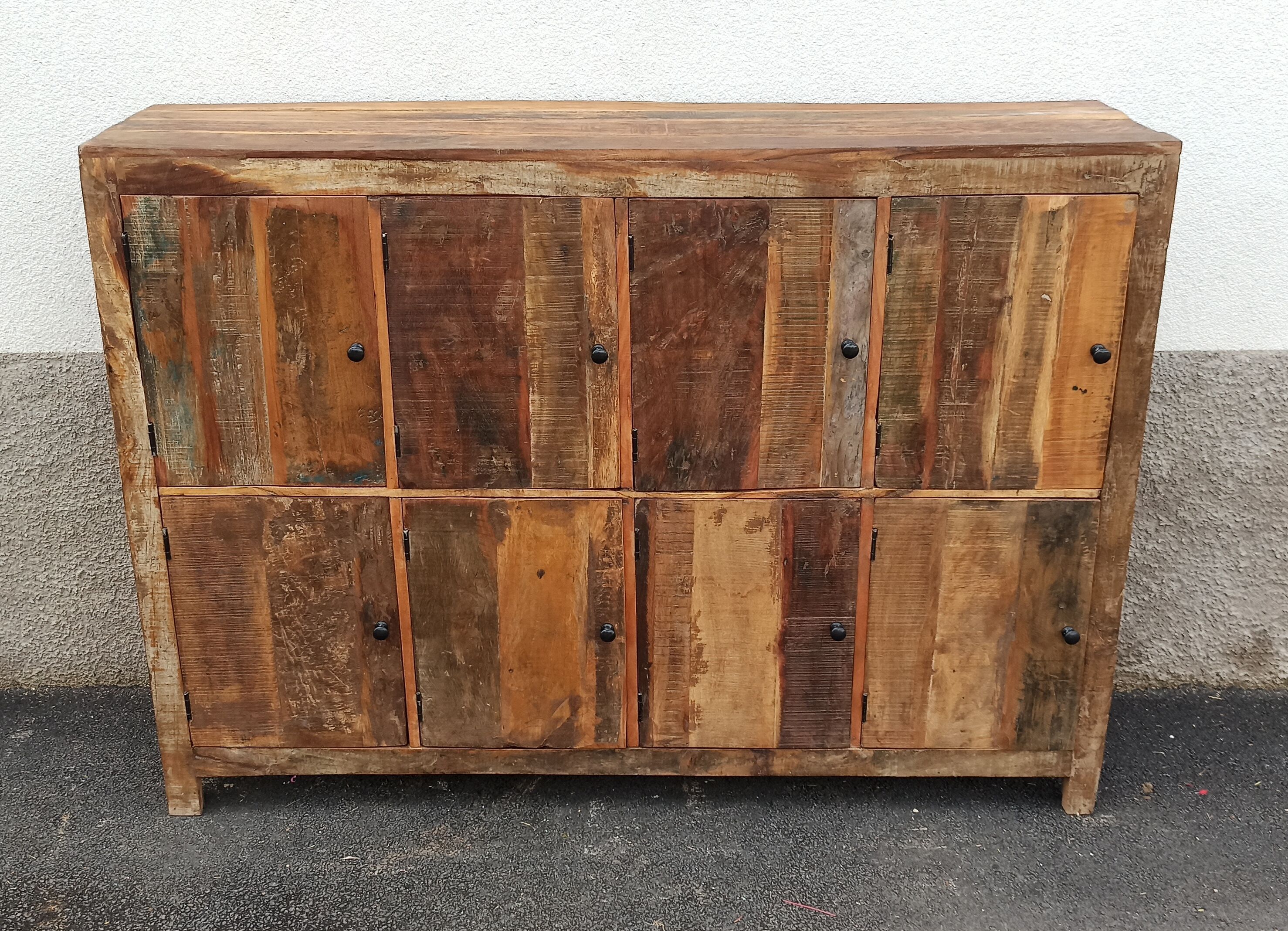 Old wooden cabinet. 8 doors.