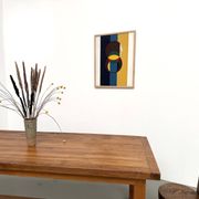 Composition aux cercles et bandes verticales, huile sur toile
