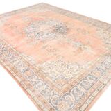 8x12 Classic Pattern Peach & Blue Vintage Rug, 258x357Cm