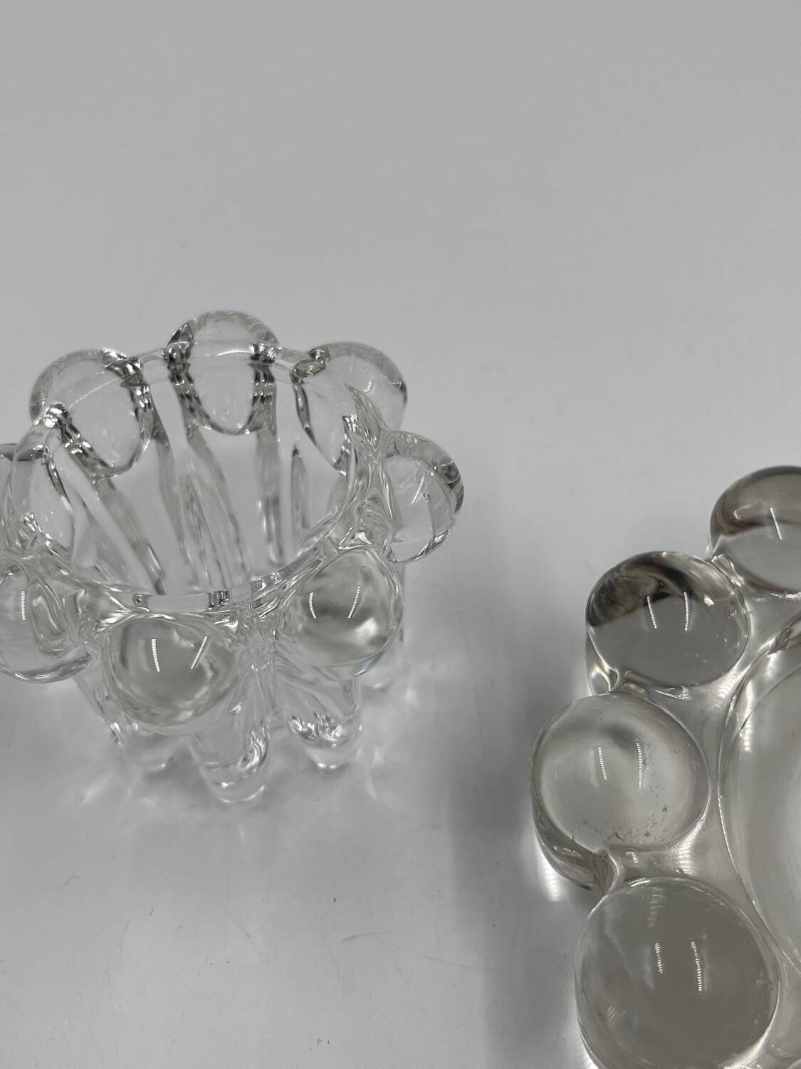 Glass candle holder duo
