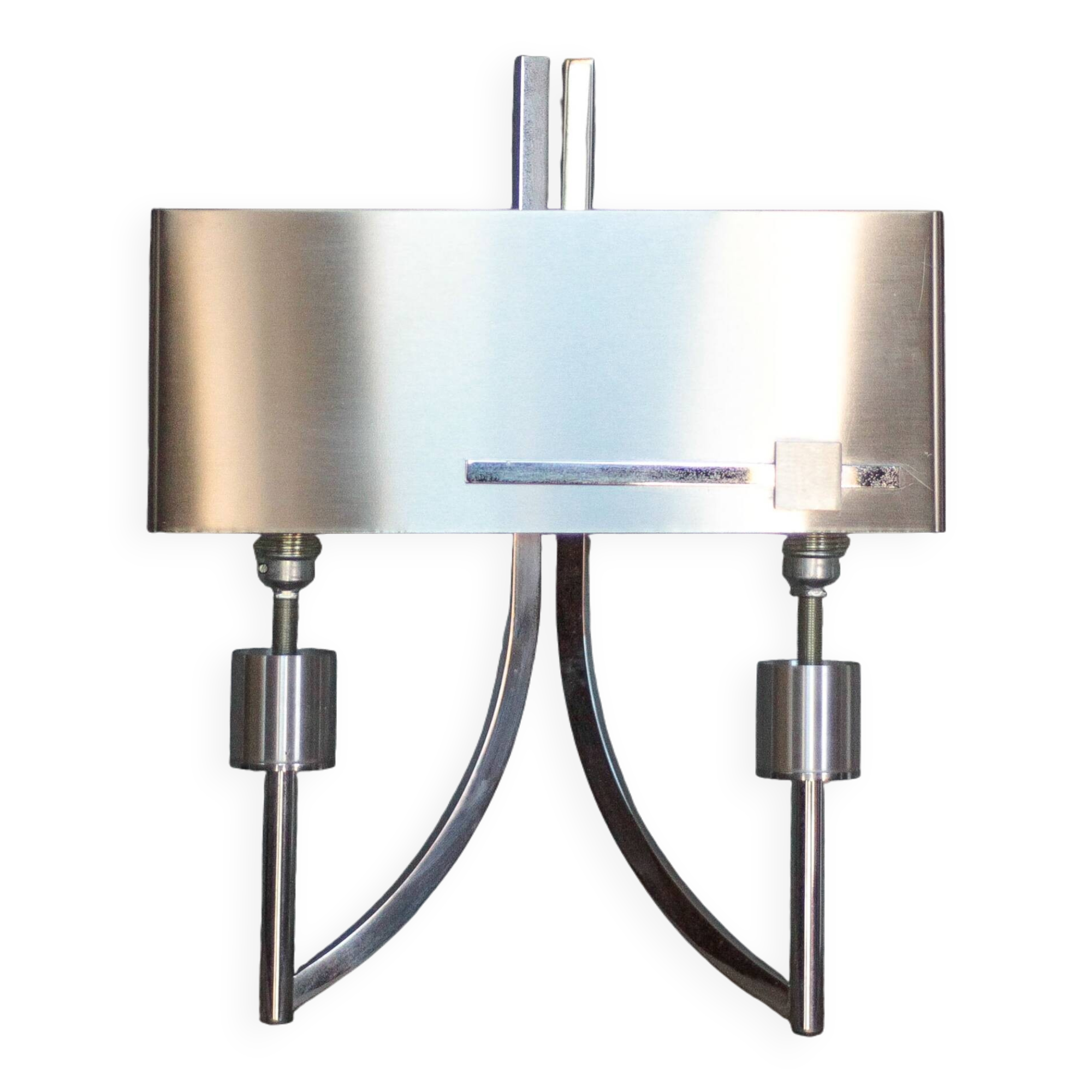 Vintage wall light, chrome steel wall light, Jean Gandelin wall light