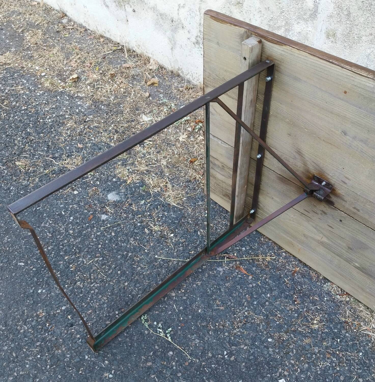 Folding wooden and metal table