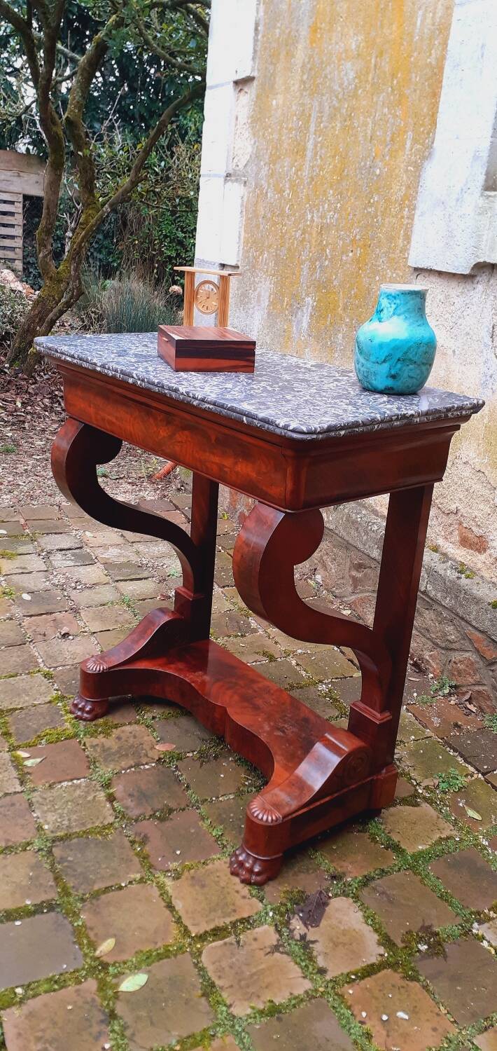 Console XIX Ème D'époque Restauration En Acajou