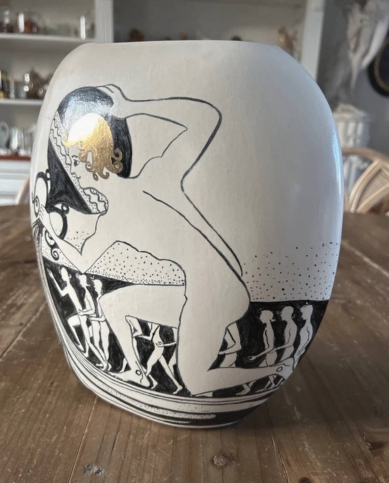 Vintage Greek style vase hand painted