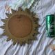 Vintage 1960s sunburst witch's eye mirror in gold - 27 cm