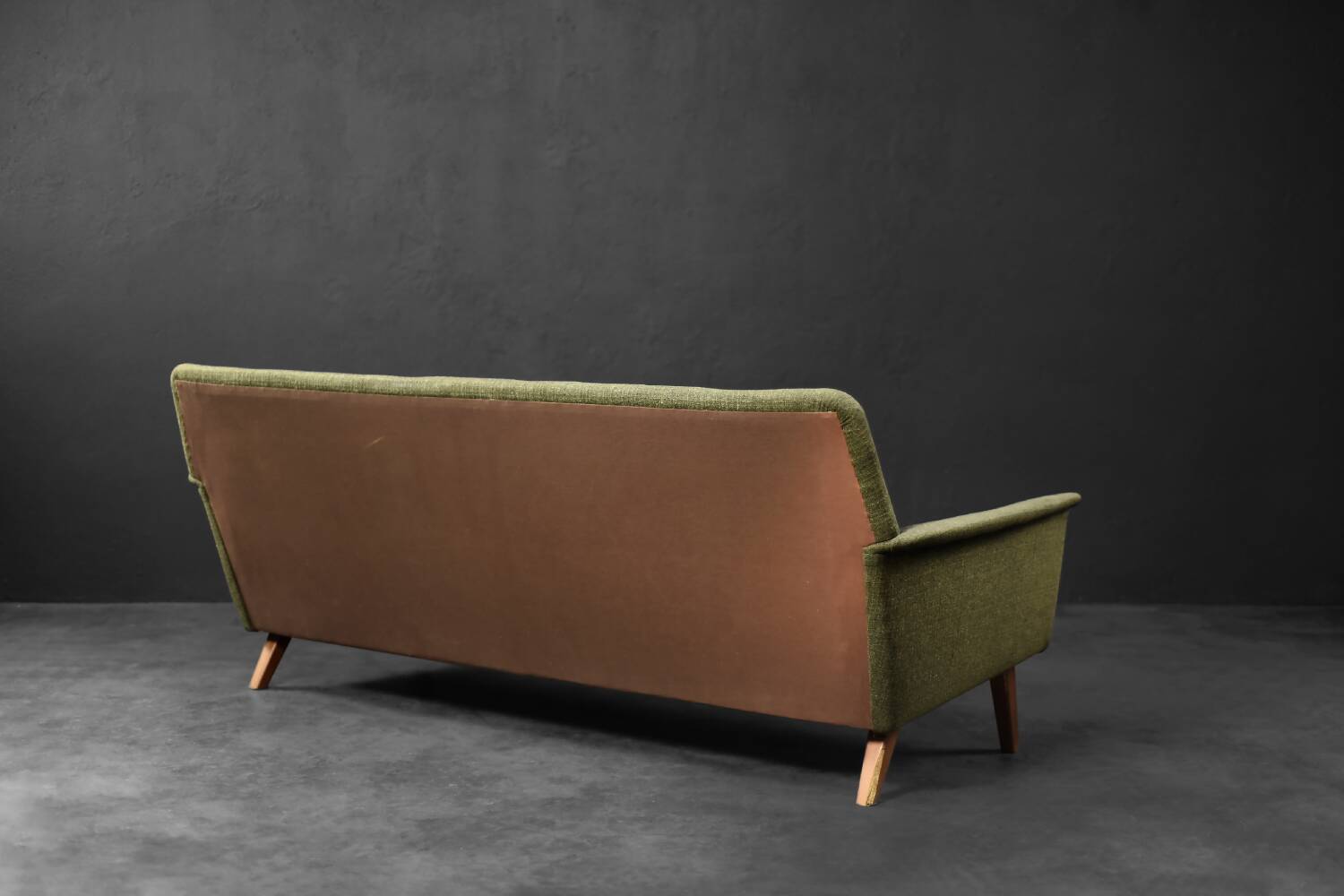 Vintage Danish Mid-Century Modern Green 3-Seater Sofa by Folke Ohlsson