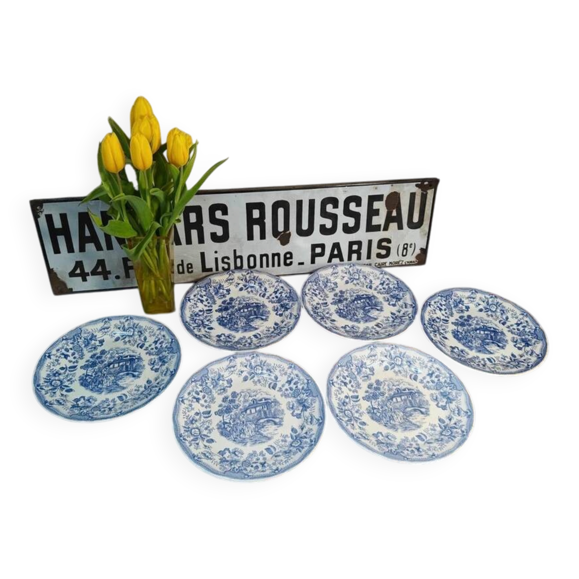 Set of underglaze plates England vintage