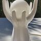 White ceramic hand lamp opaline ball 70s