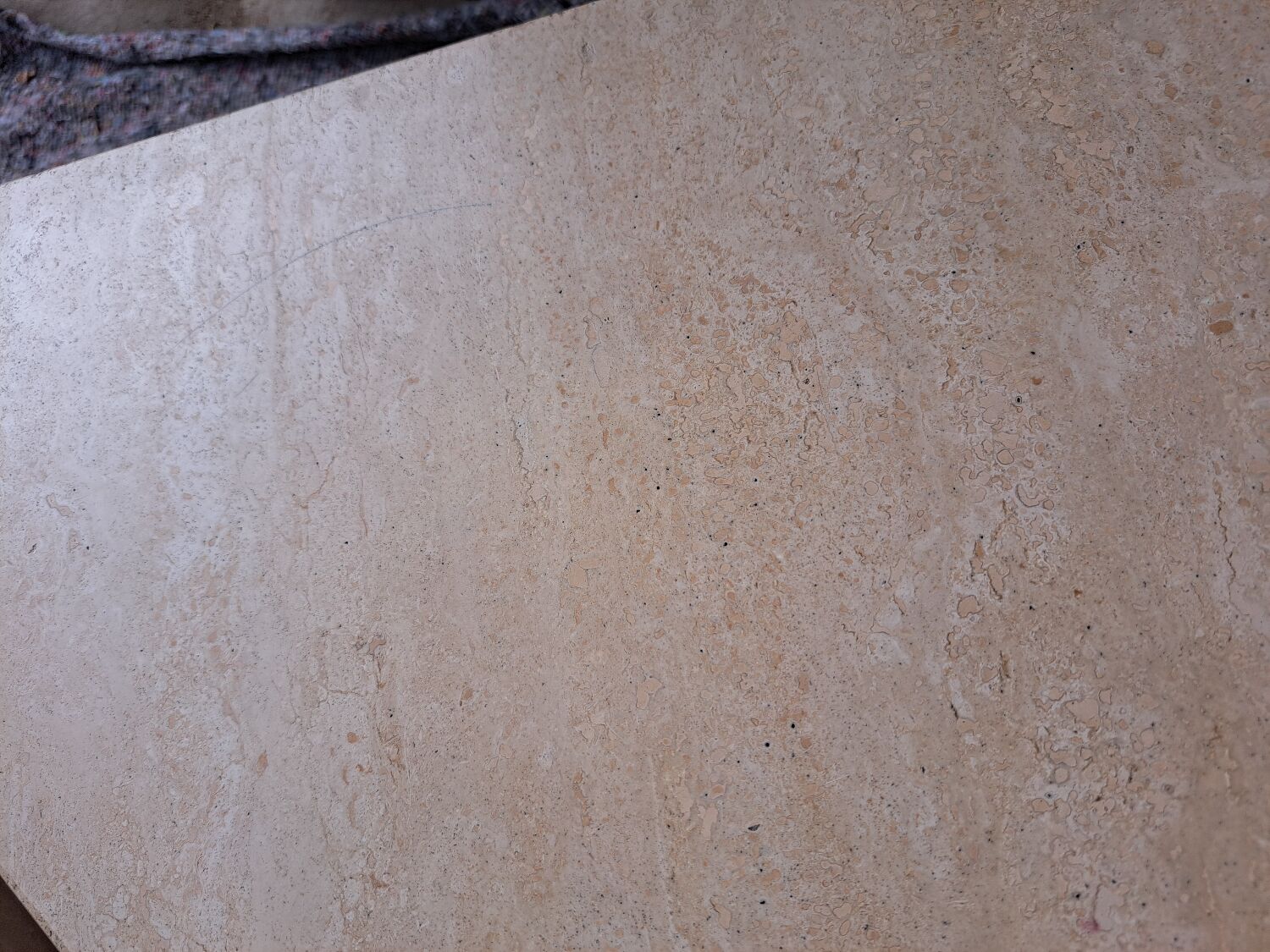 Travertine coffee table.