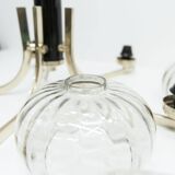 See Delmas chandelier, 5 branches, black and gold, transparent glass, 1960