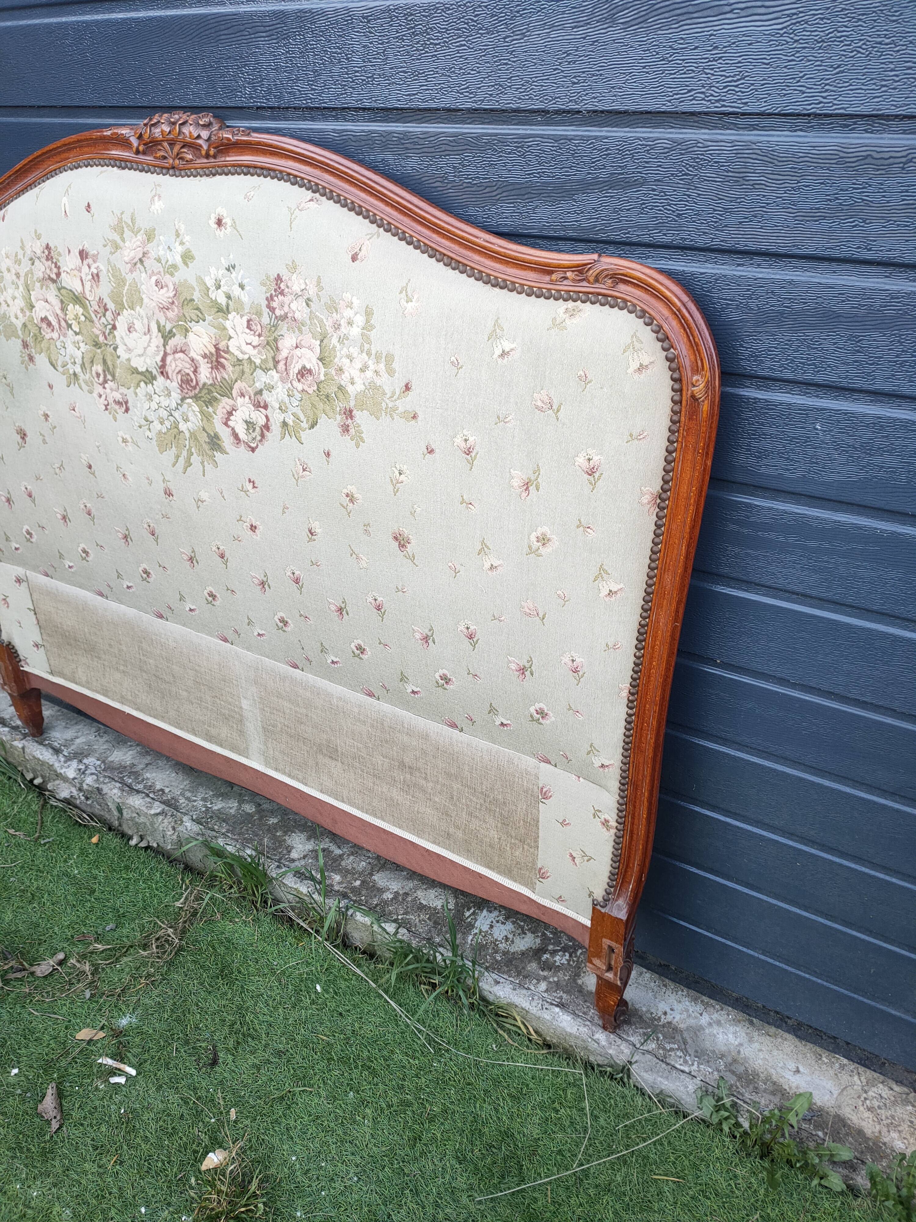 antique fabric and wood headboard