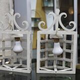 Pair wall lamps lanterns metal white