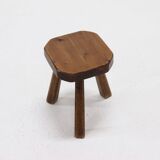 Artisan Stained Pine Stool France 1950s