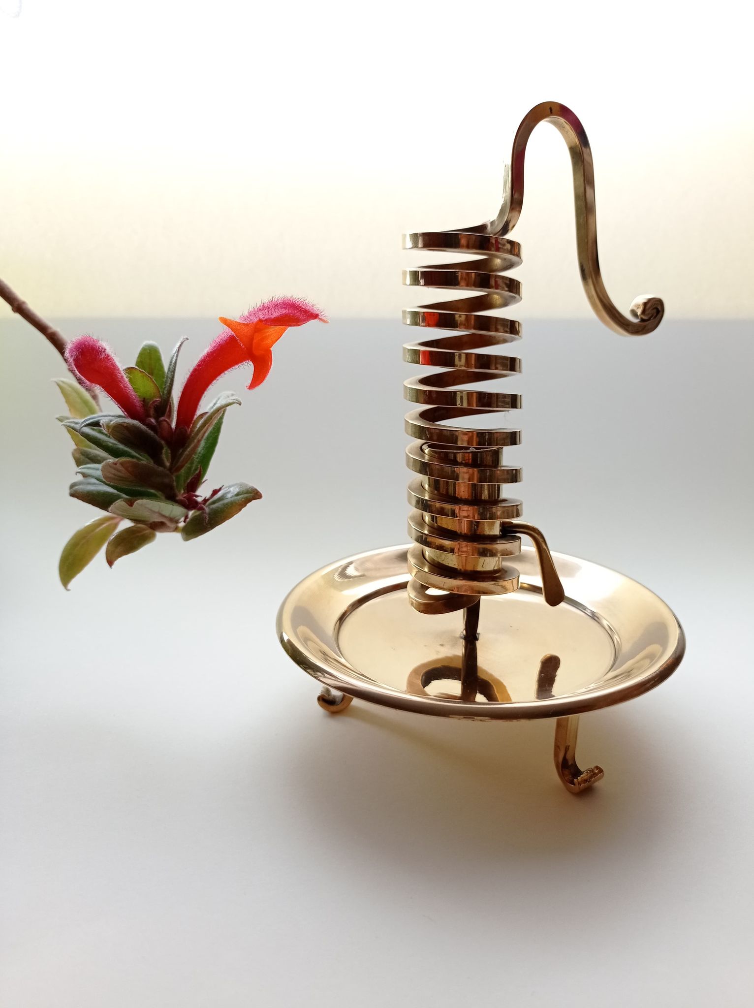 Golden brass candlestick from the 70's