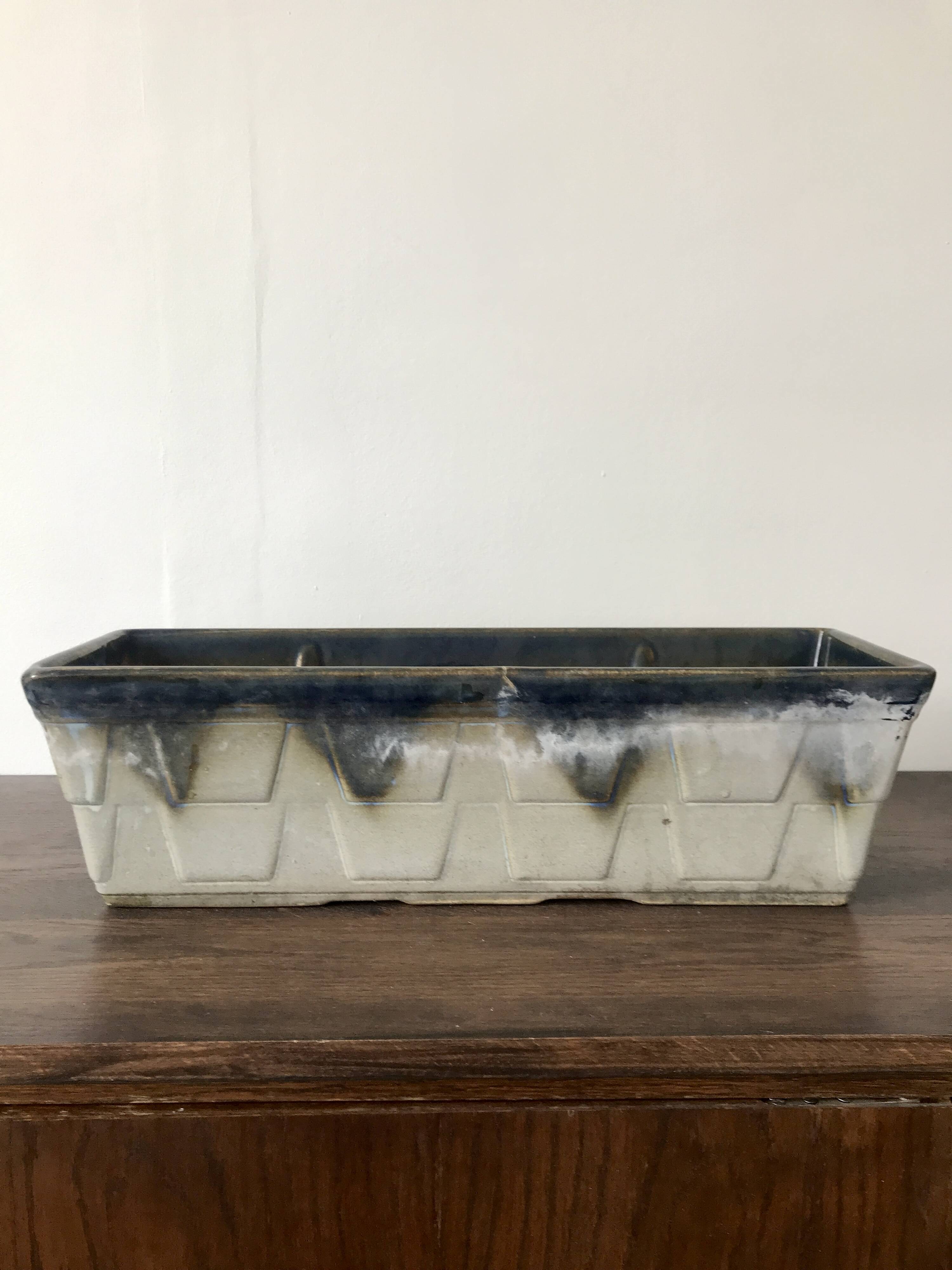 West Germany style blue ceramic planter or pot holder