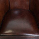 Sheepskin Leather Club Chair with Black Piping