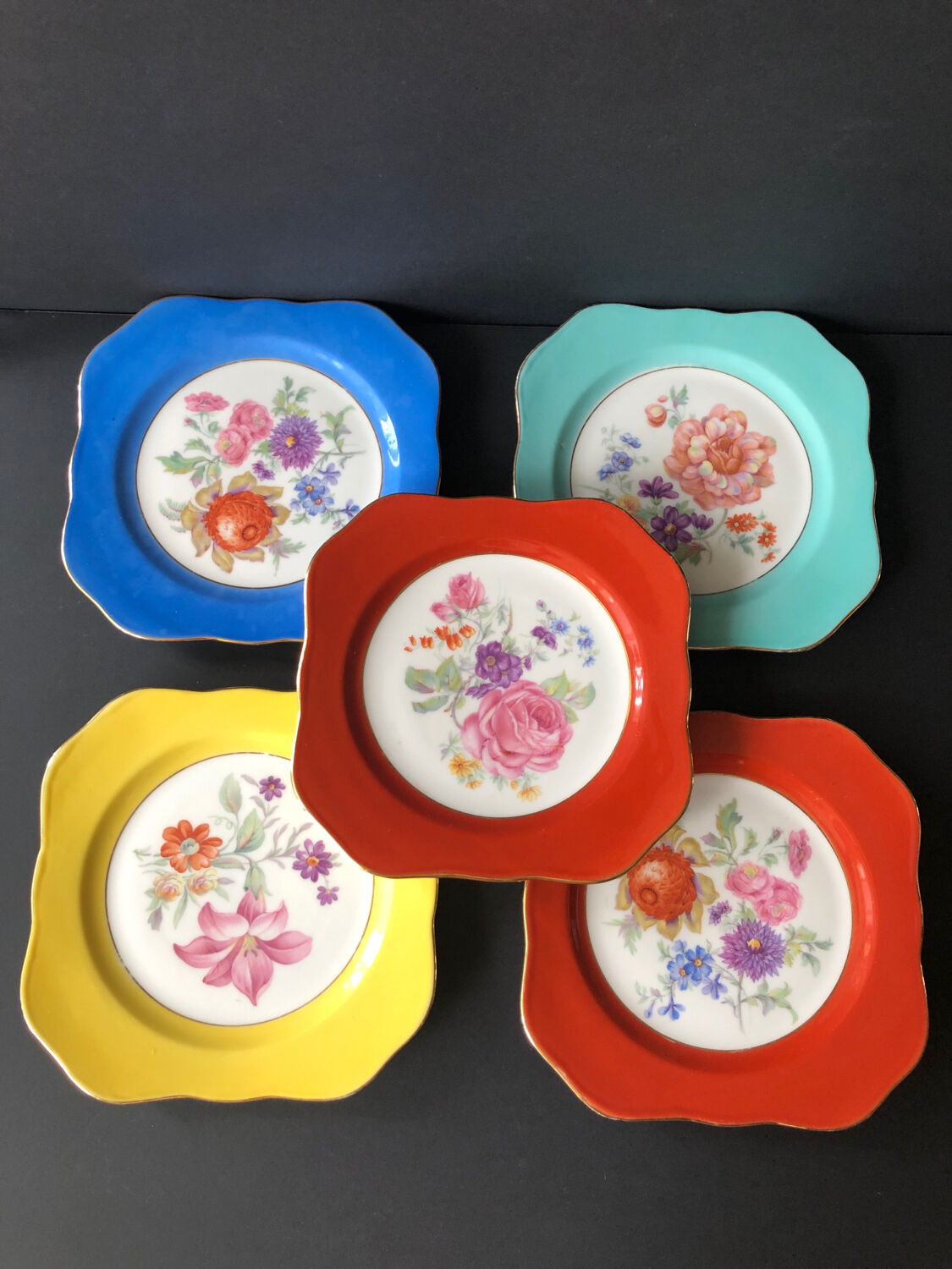 5 antique cookie plates or dessert