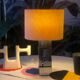 Modernist cubist Building table lamp by Curtis Jere