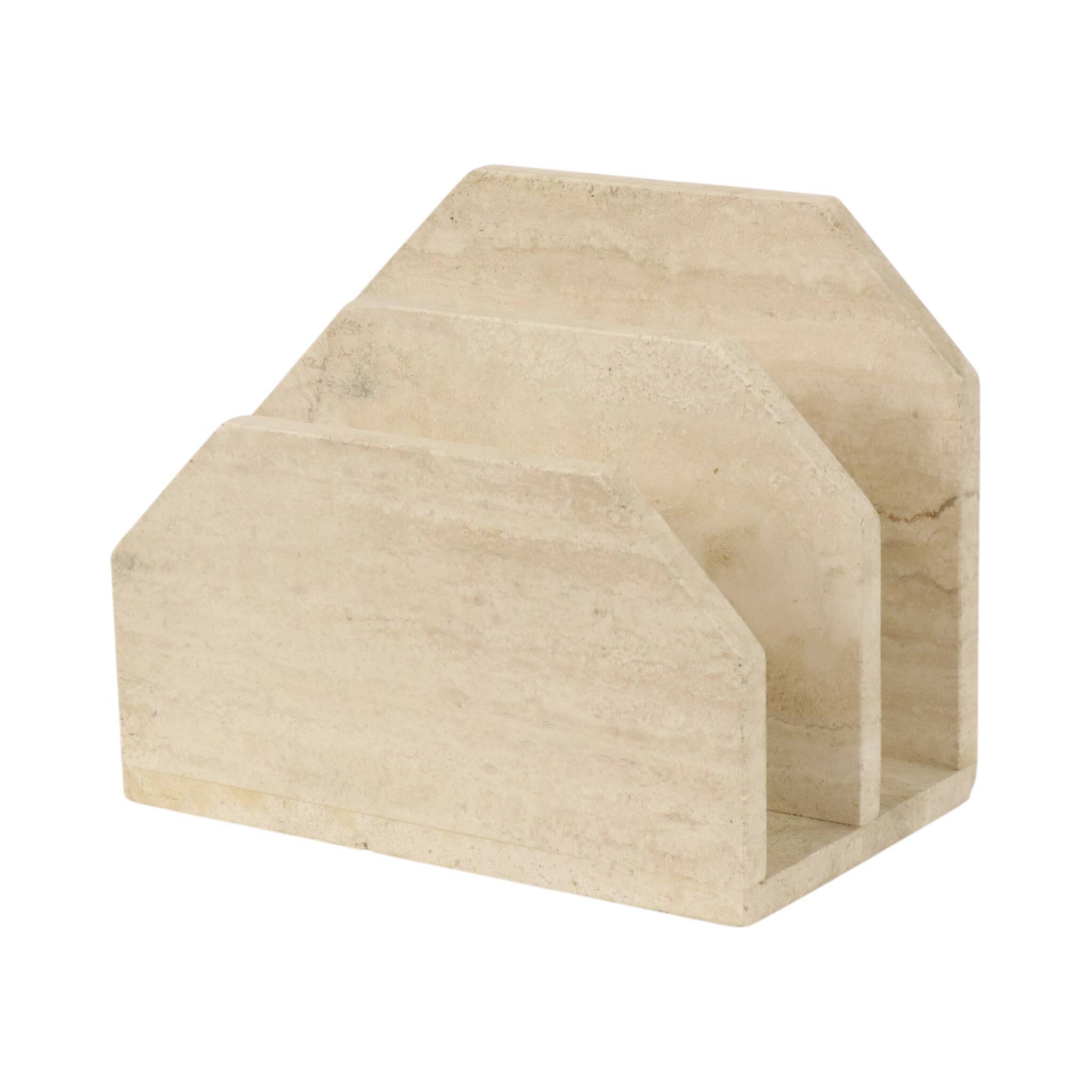 Vintage Travertine Natural Stone Magazine Rack – 1970s
