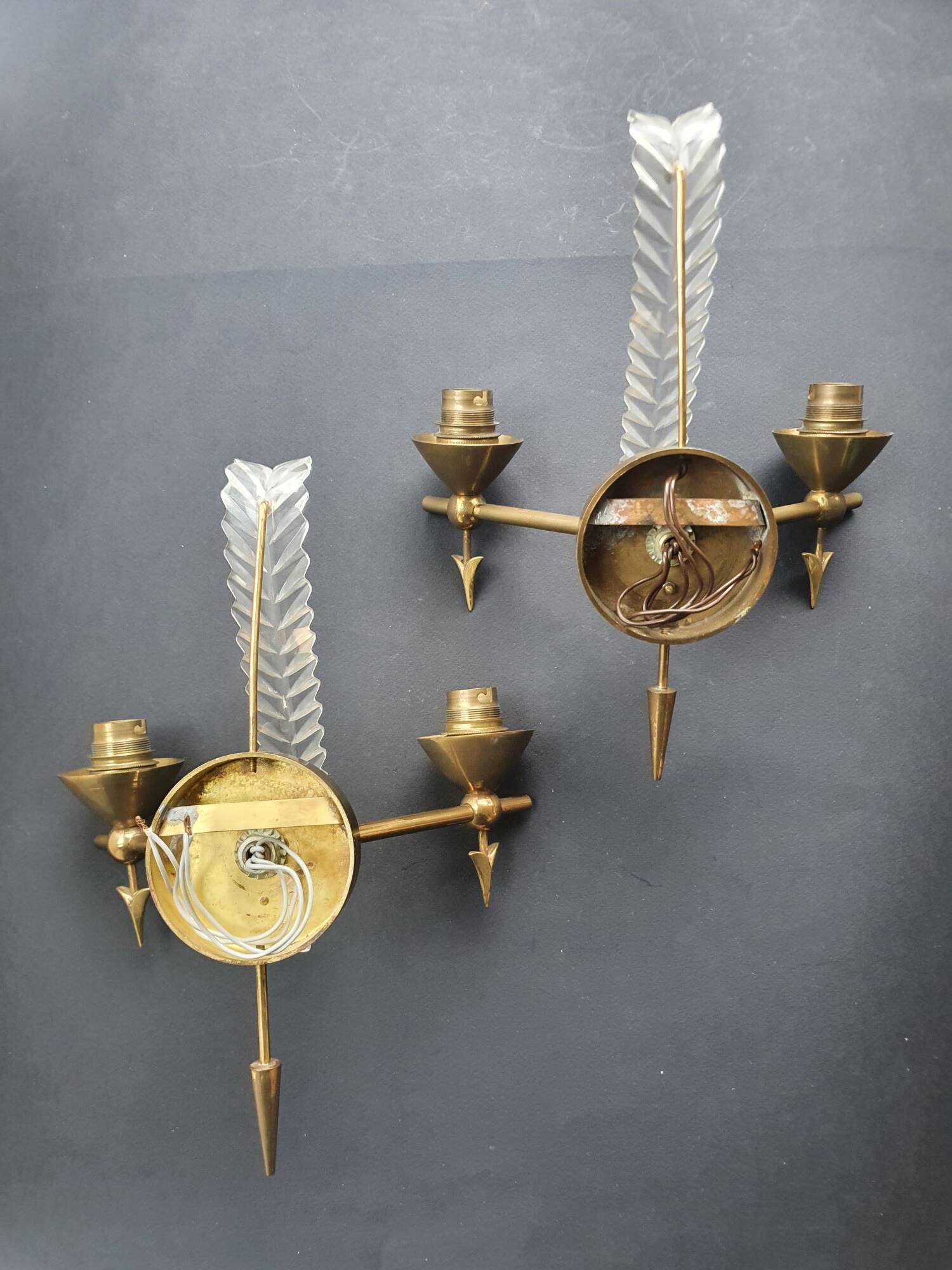 Pair of antique Art Deco wall sconces