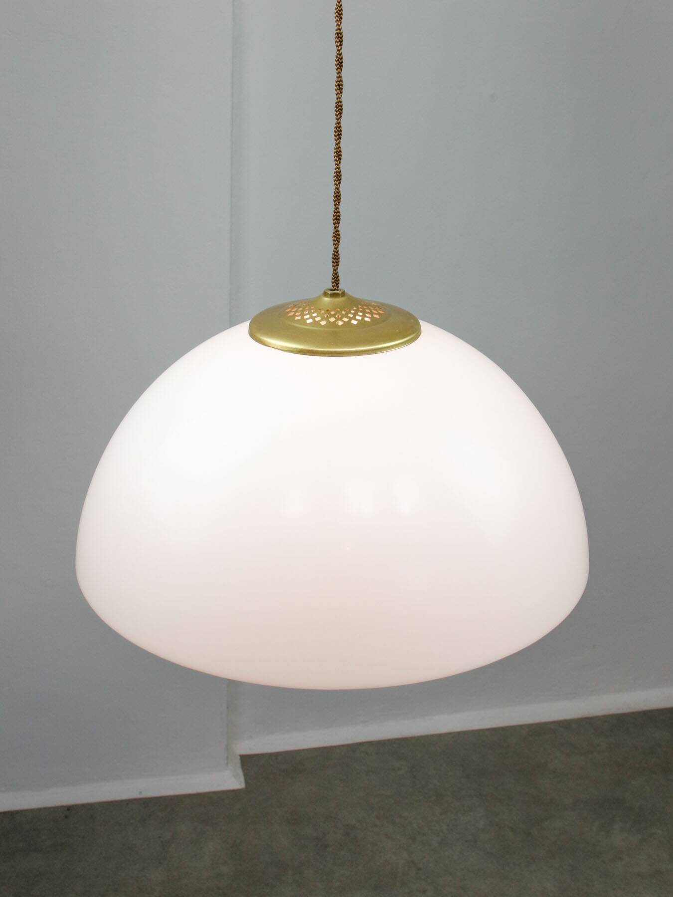 Italian Space Age Pendant in Brass and Acrylic Glass, 1970s