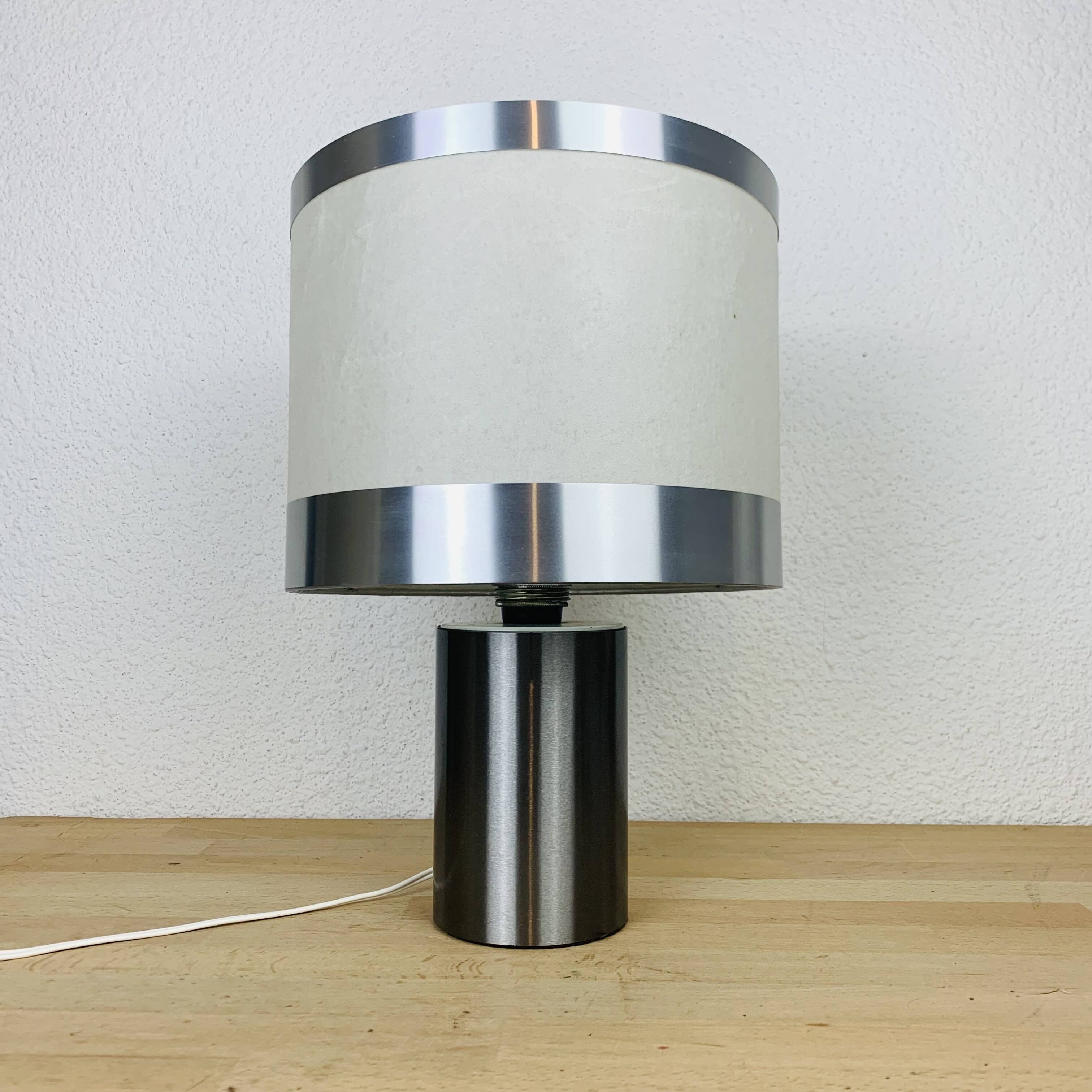 Reggiani cylinder lamp brushed metal 70s