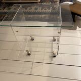 Table Roulante Desserte David Lange Plexiglas et Verre 4 Niveaux Vintage