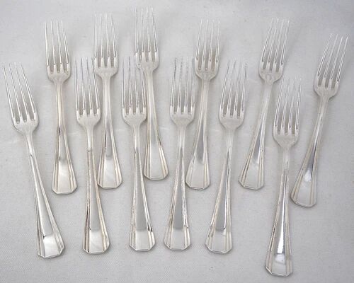 Christofle Boréal 12 Art Deco table forks silver-plated excellent condition