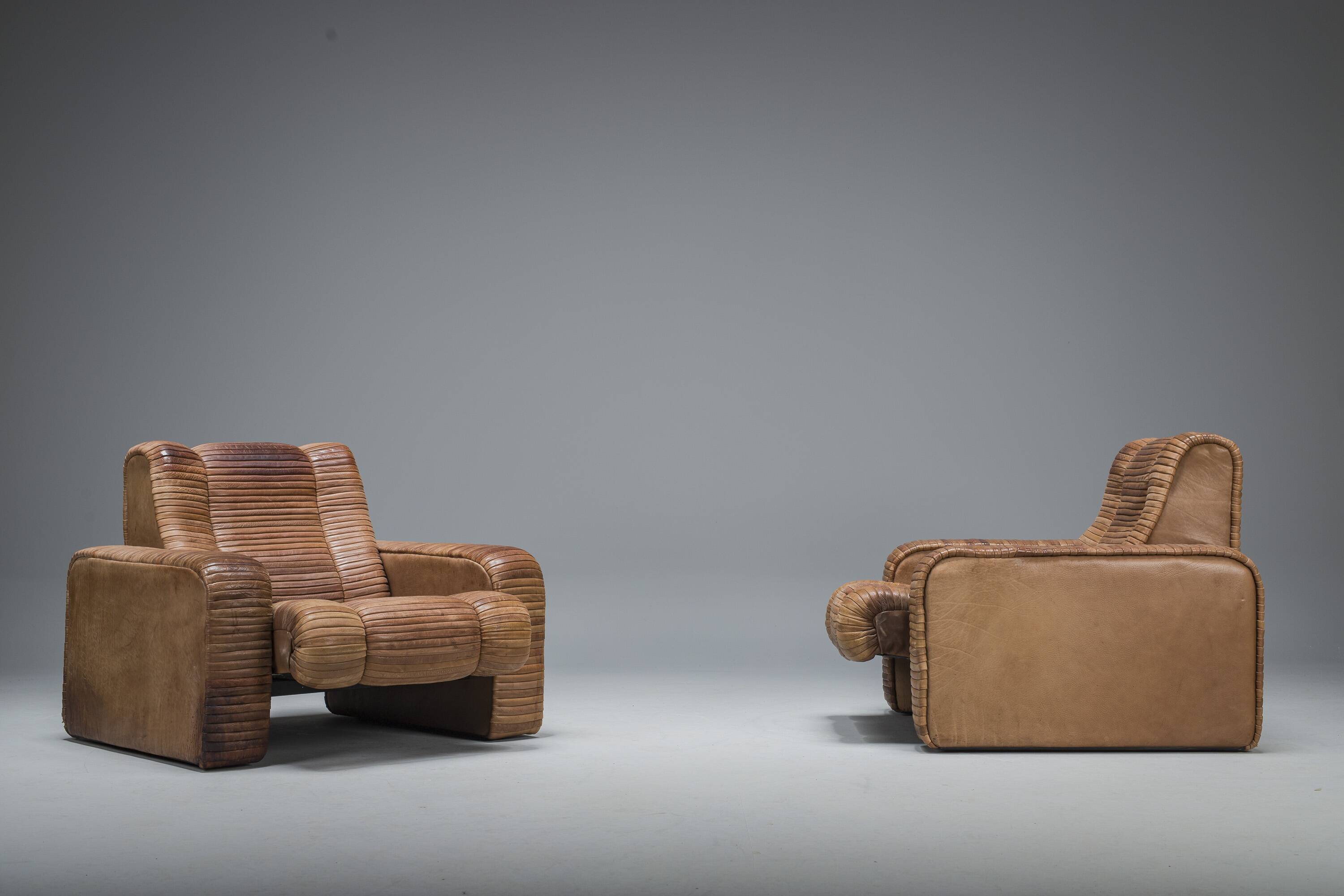Set of Armchairs in Patchwork Leather by Ernst Lüthy for De Sede