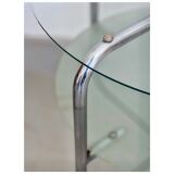 Table d’appoint en métal chrome et verre