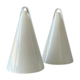 Sce & Habitat - Pair of lamps "Teepee" White vintage glass 1980s memphis