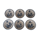 Lot of six flat plates in earthenware Gien décor blue thistles