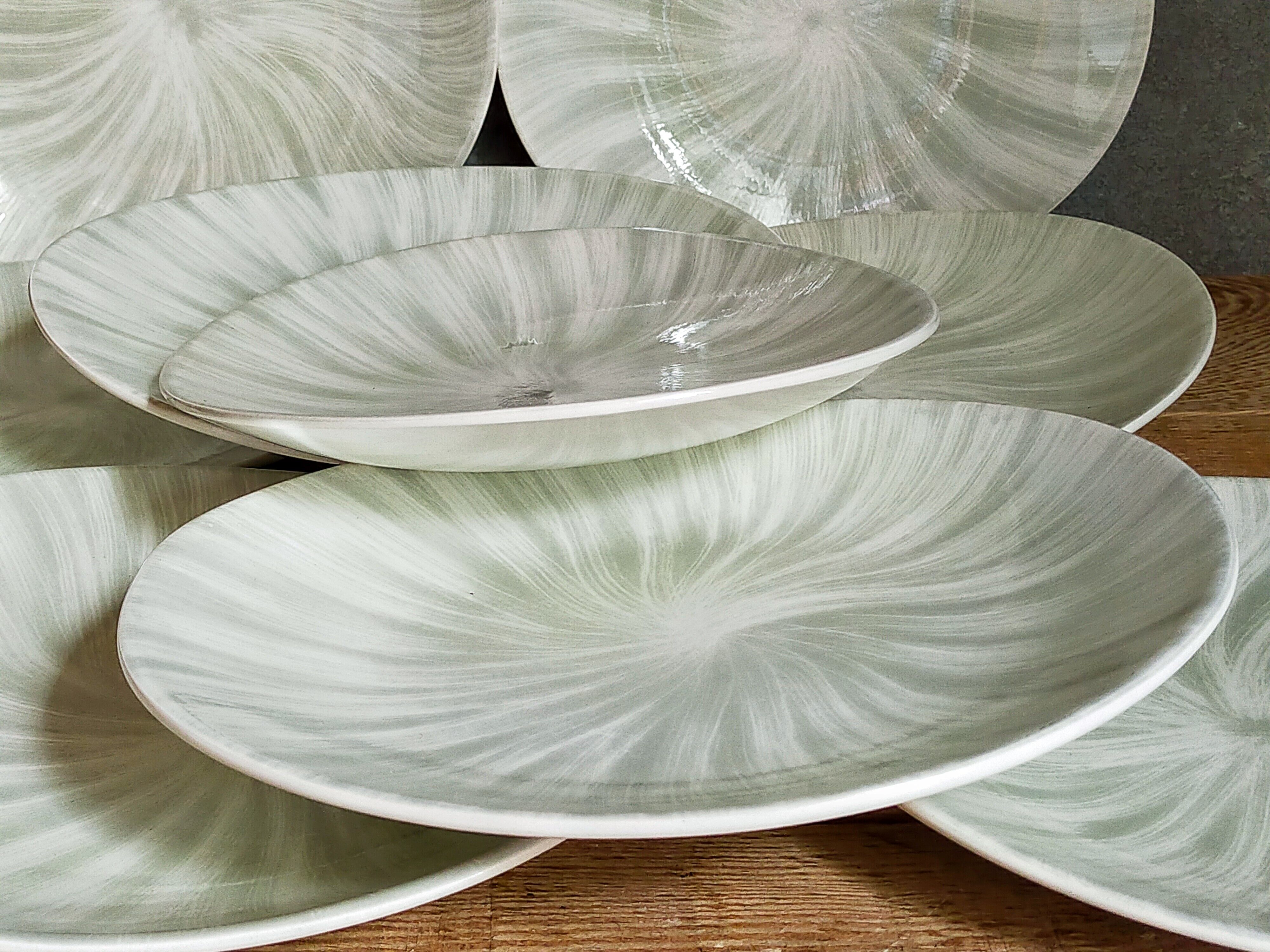 Nine earthenware plates from Salins-les-Bains vintage