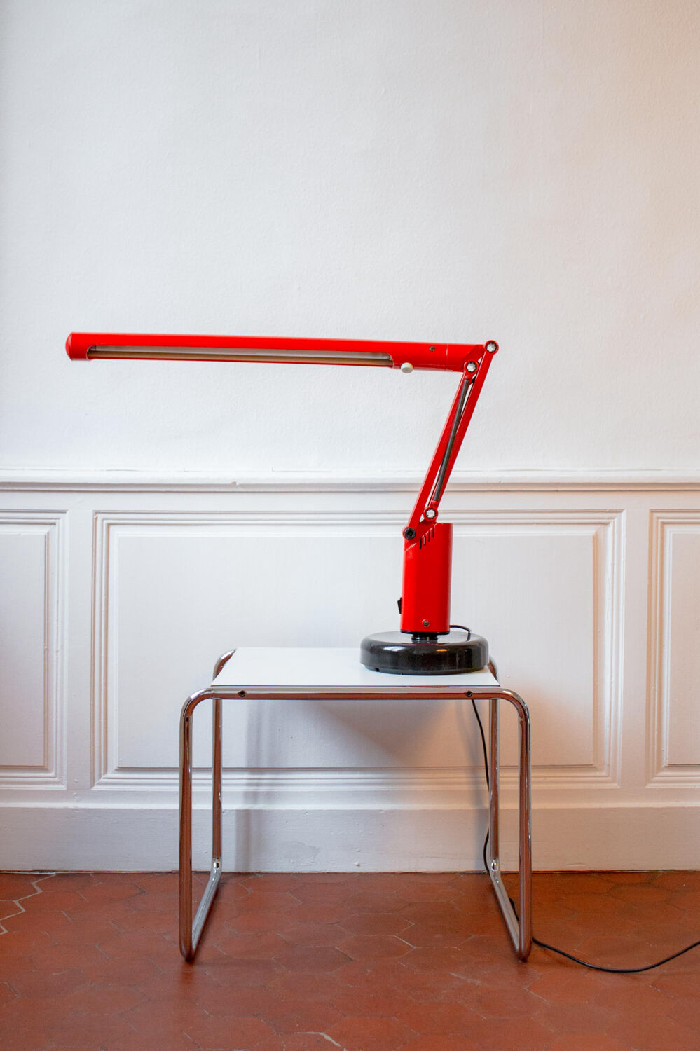 Vintage desk lamp Lucifer red by Tom Ahlström & Hans Ehrich p