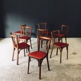 French Reconstruction Bistro Chairs from Baumann, 1950s, Set of 8