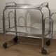 Vintage 1970s rolling dessert trolley in chrome metal and mirrored glass.
