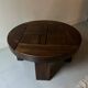 round coffee table in solid elm wood, Maison Regain 1980