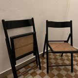 70s rattan cane folding chairs (X2)