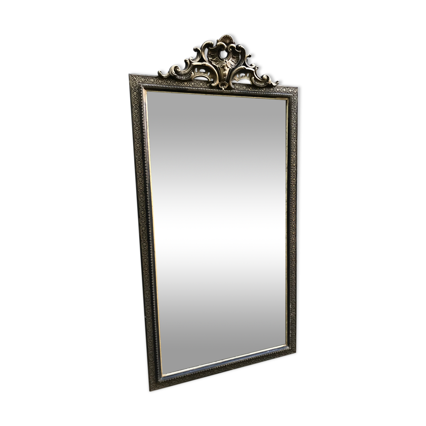 Miroir Napoléon III en bois noirci 68x135cm