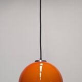 Orange opaline ball pendant light, 60s/70s